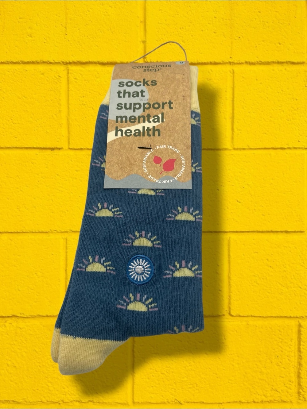 NWT! Conscious Step Rising Sun Mental Health Awareness Socks Medium